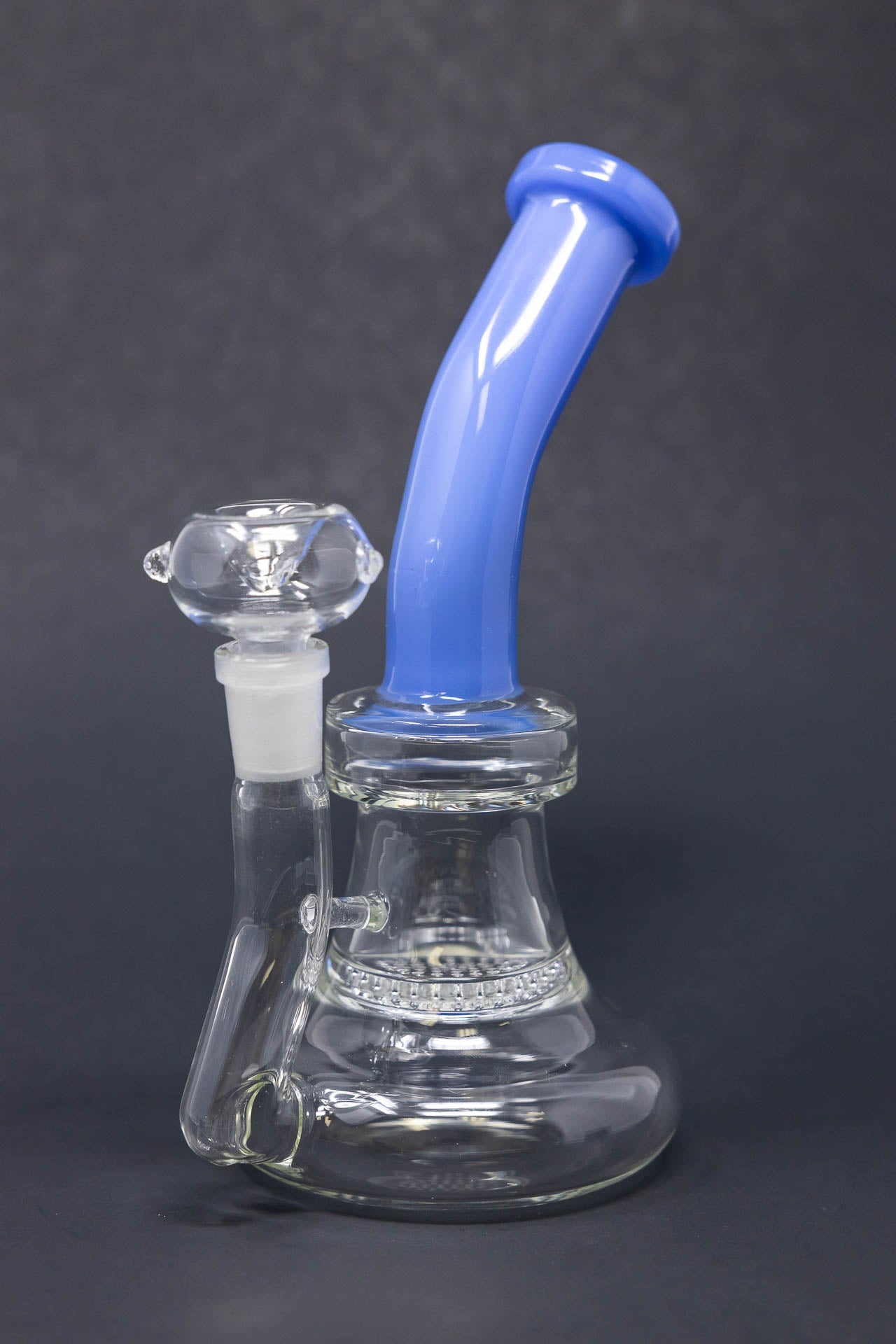 7" Honeycomb Blue Neck Shower Bend Dab Rig StonedGenie.com