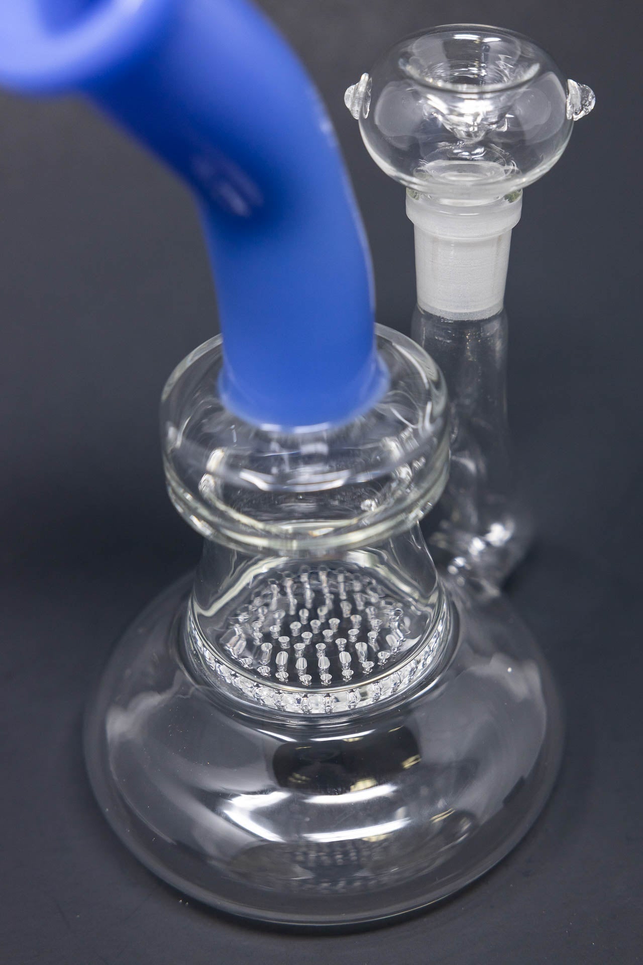 7" Honeycomb Blue Neck Shower Bend Dab Rig StonedGenie.com