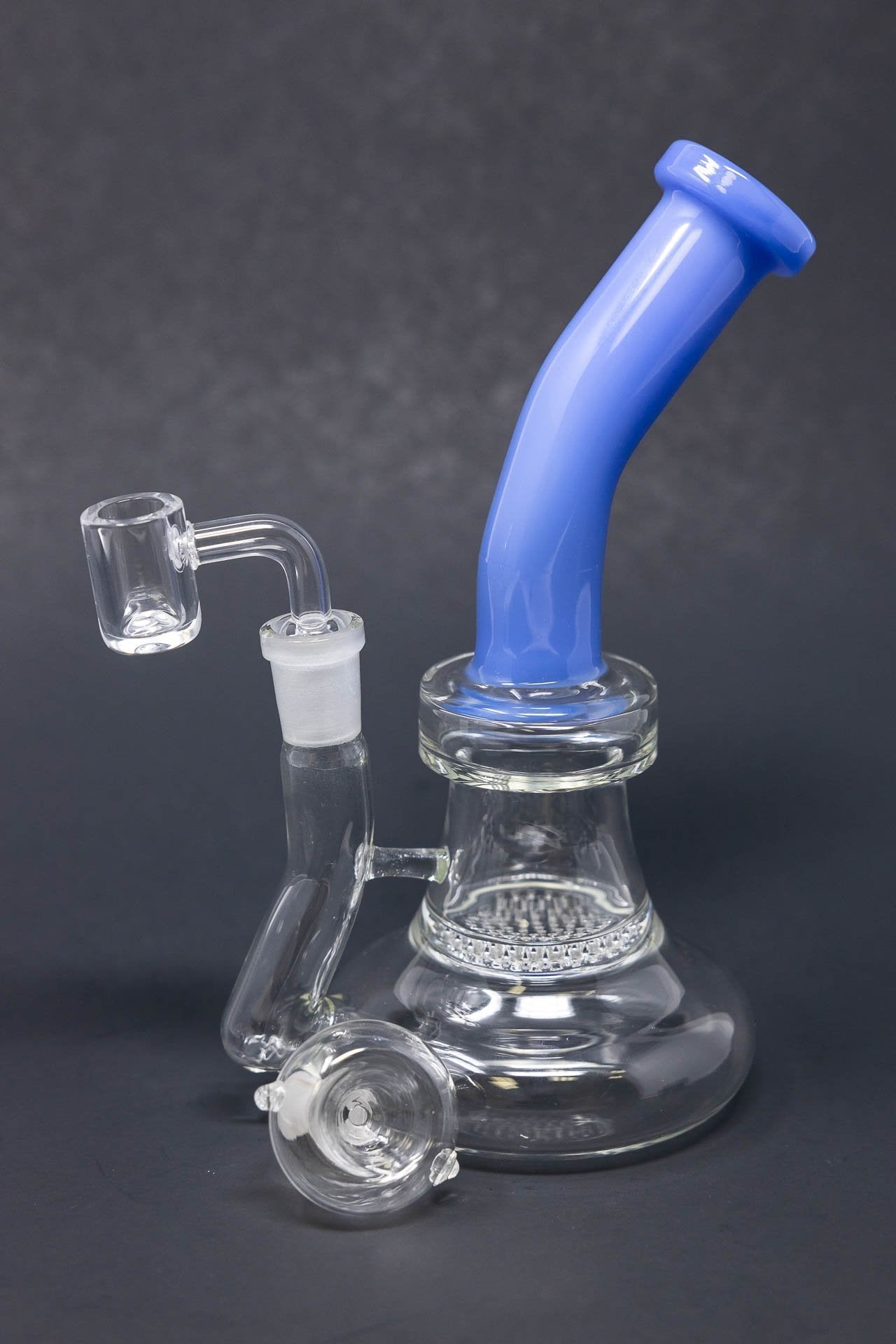 7" Honeycomb Blue Neck Shower Bend Dab Rig StonedGenie.com
