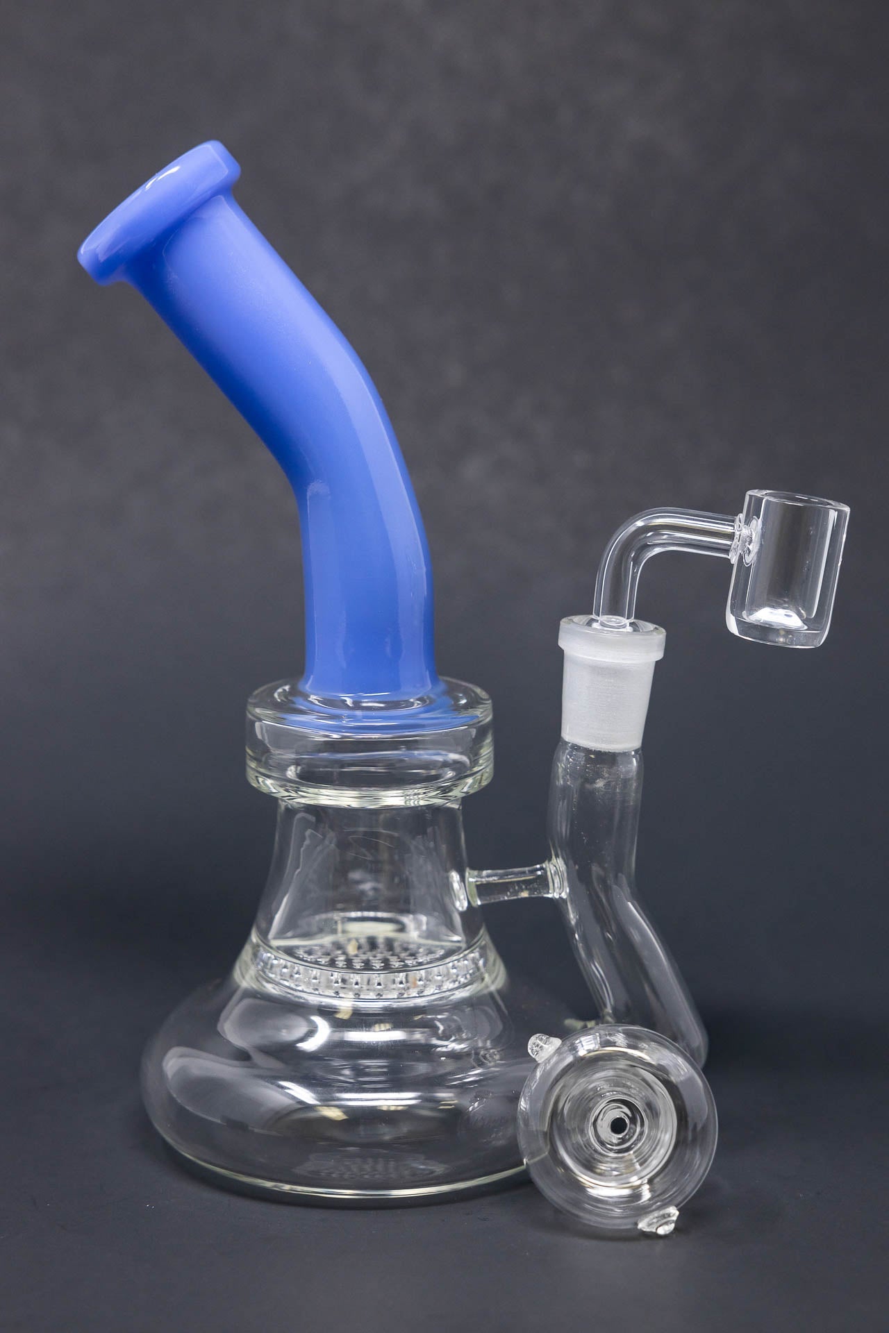 7" Honeycomb Blue Neck Shower Bend Dab Rig StonedGenie.com