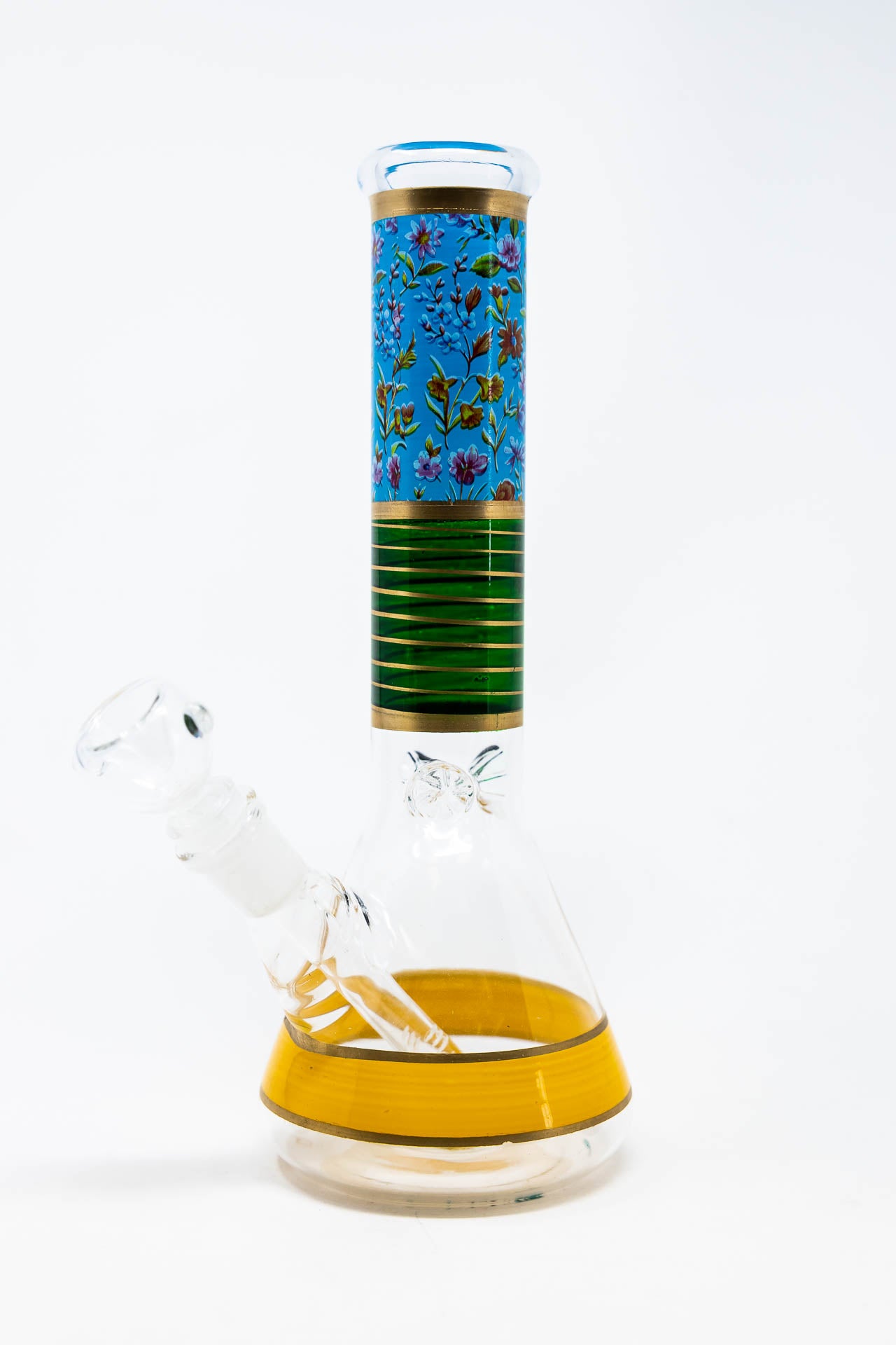 10" Sky Blue Floral Beaker Bong w/ Ice Catcher