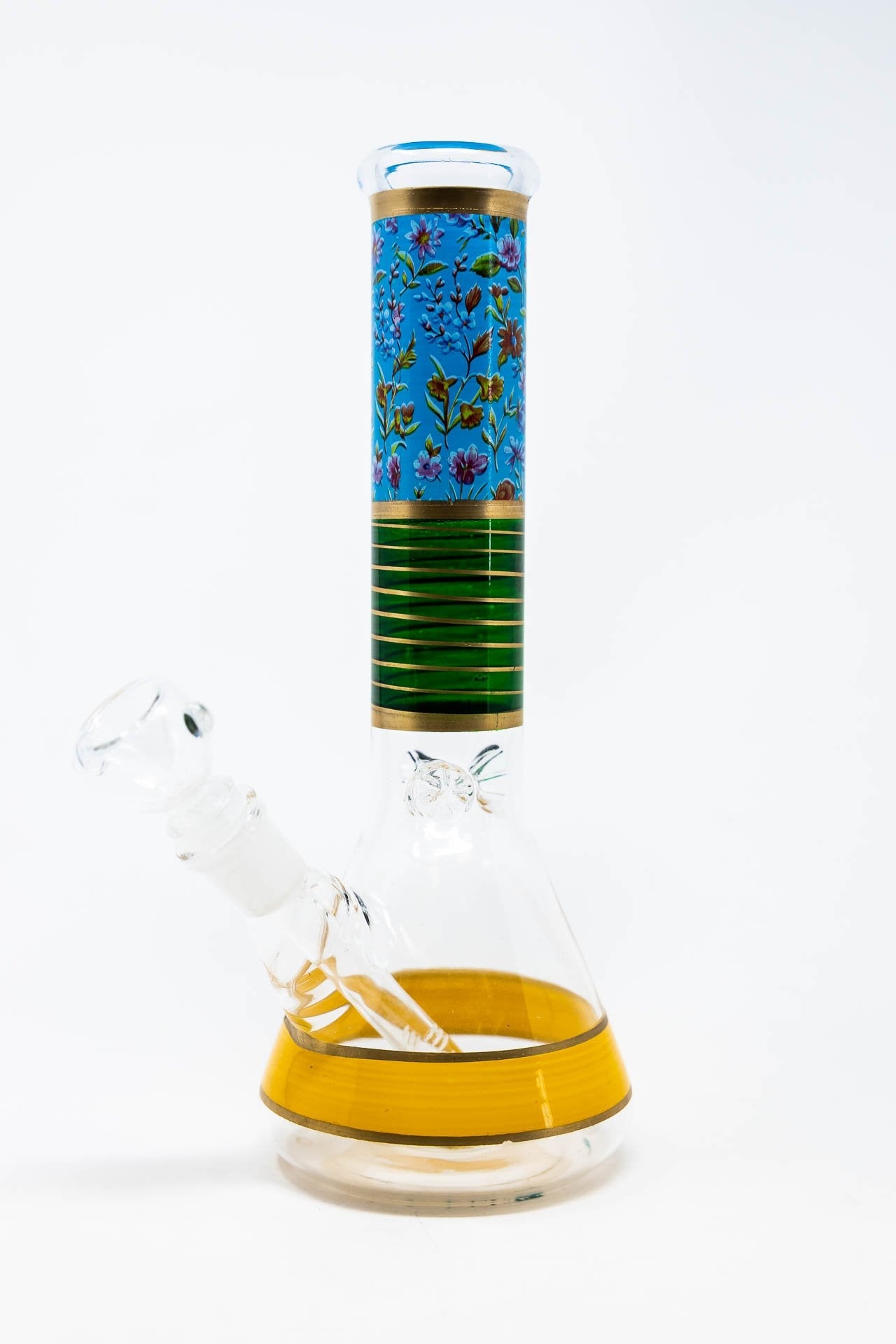 10" Sky Blue Floral Beaker Bong w/ Ice Catcher