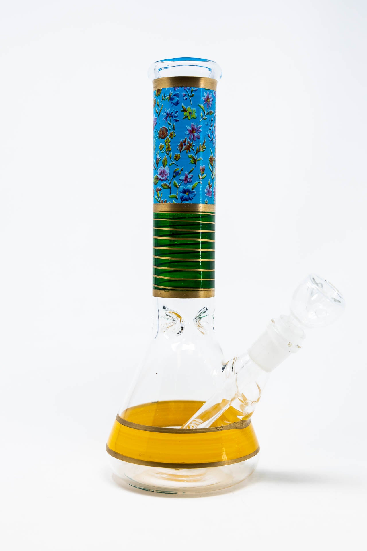 10" Sky Blue Floral Beaker Bong w/ Ice Catcher