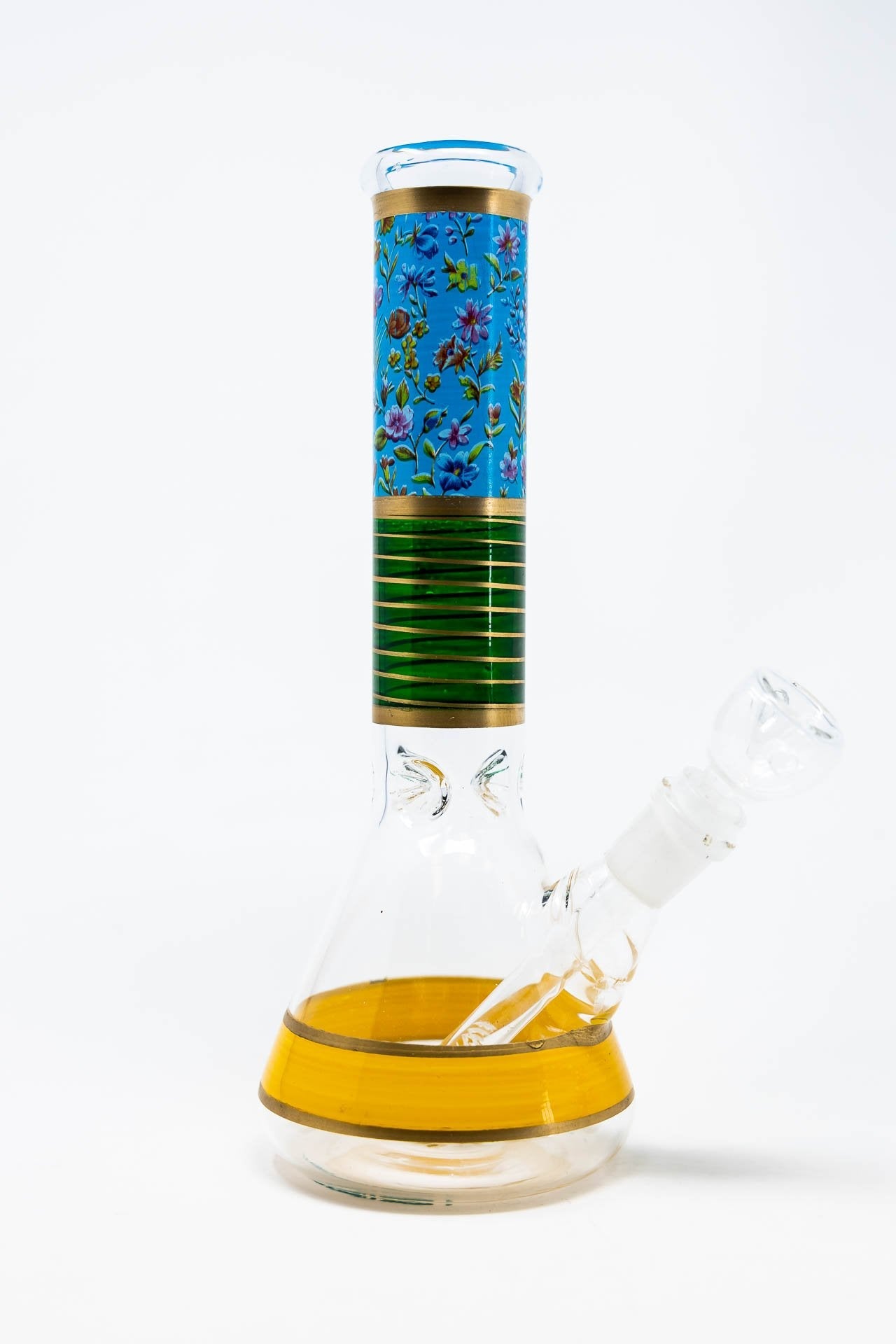 10" Sky Blue Floral Beaker Bong w/ Ice Catcher