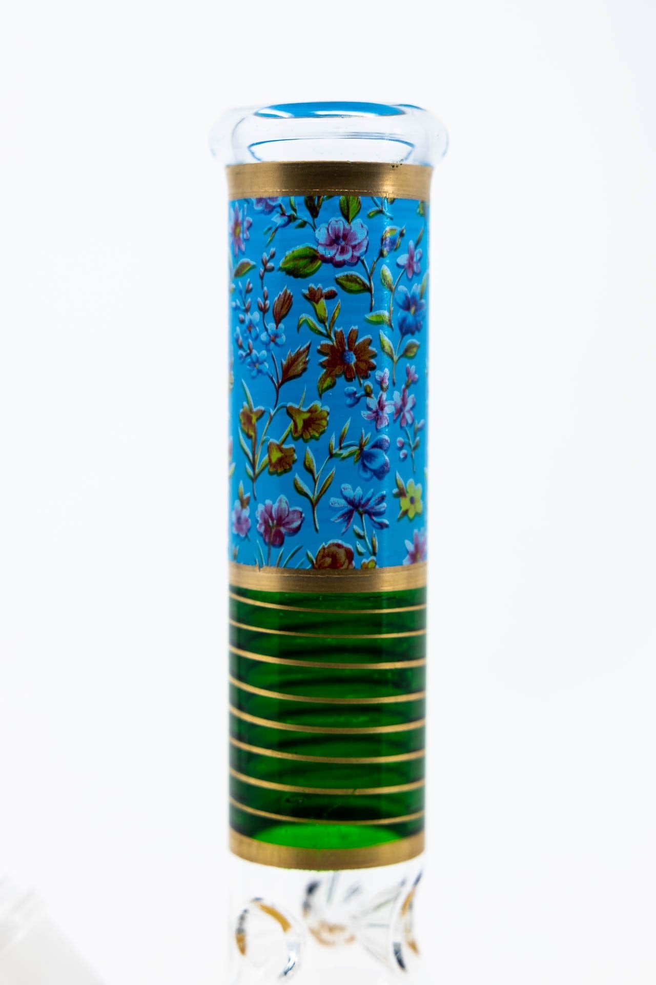 10" Sky Blue Floral Beaker Bong w/ Ice Catcher