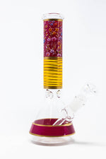 10" Burgundy Floral Beaker Bong w/ Ice Catcher