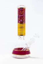 10" Burgundy Floral Beaker Bong w/ Ice Catcher