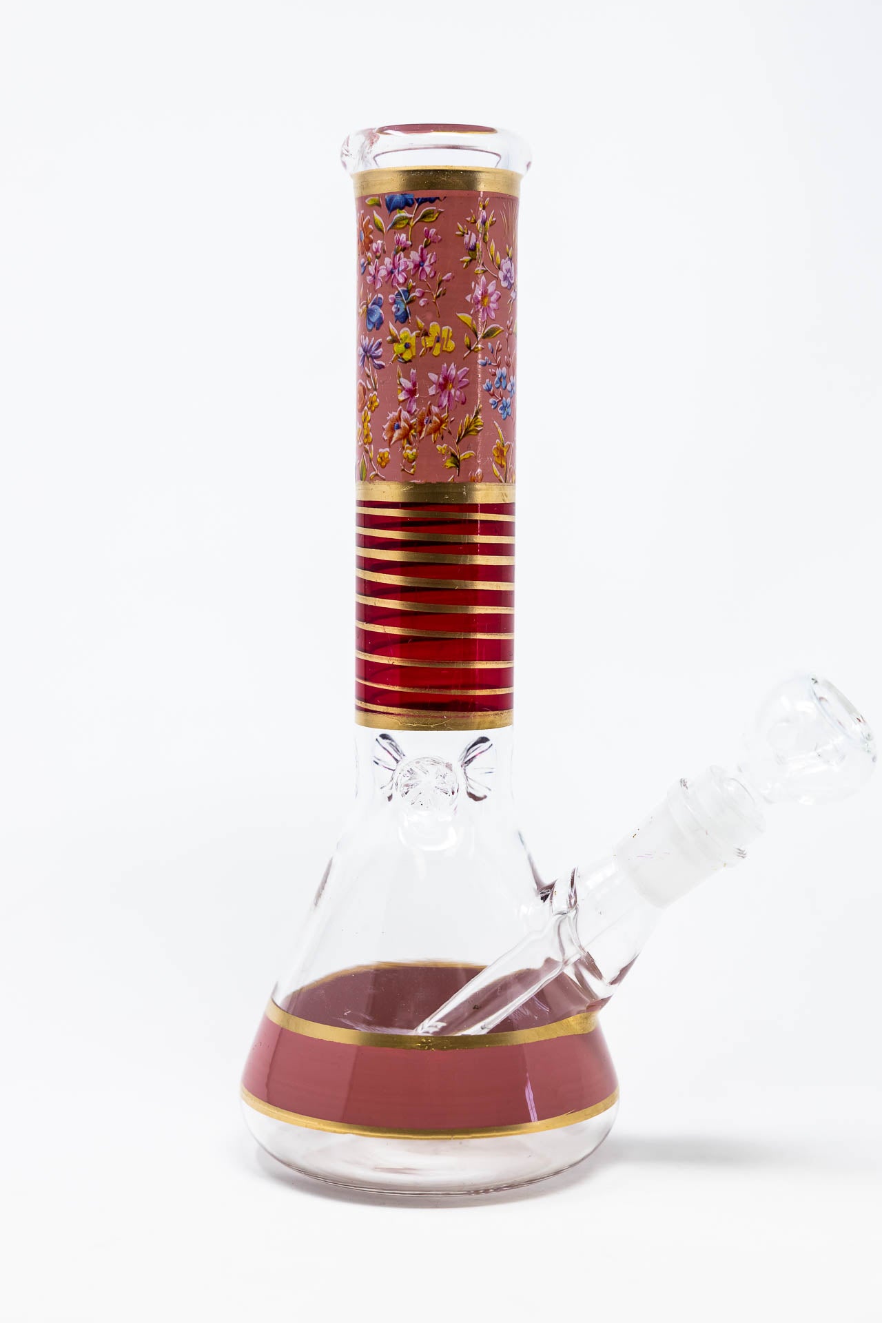 10" Pink Floral Beaker Bong w/ Ice Catcher