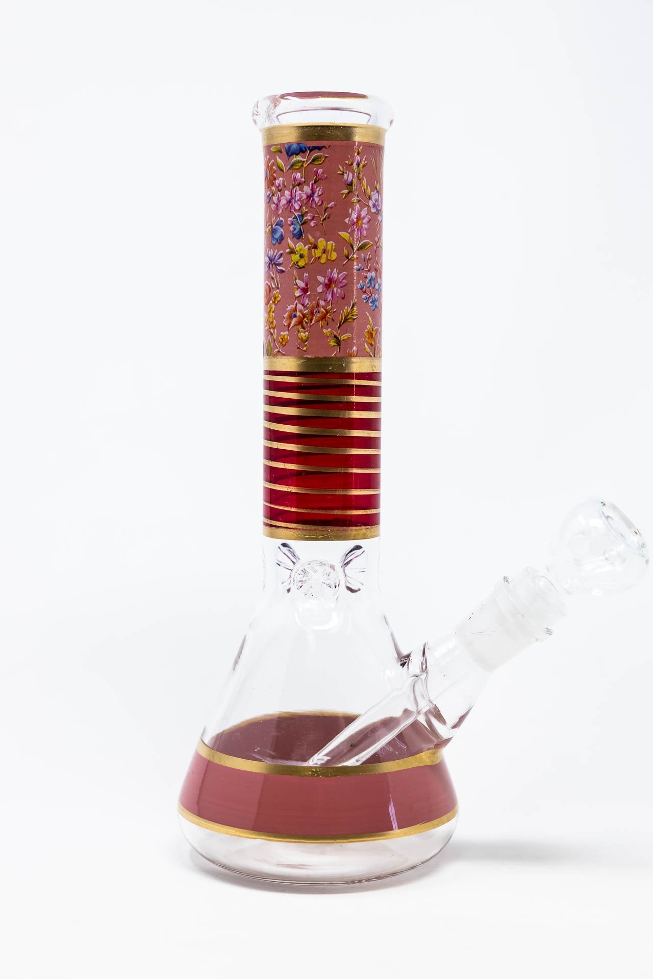 10" Pink Floral Beaker Bong w/ Ice Catcher