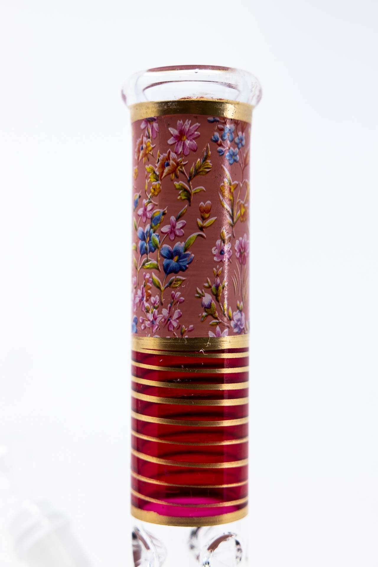 10" Pink Floral Beaker Bong w/ Ice Catcher