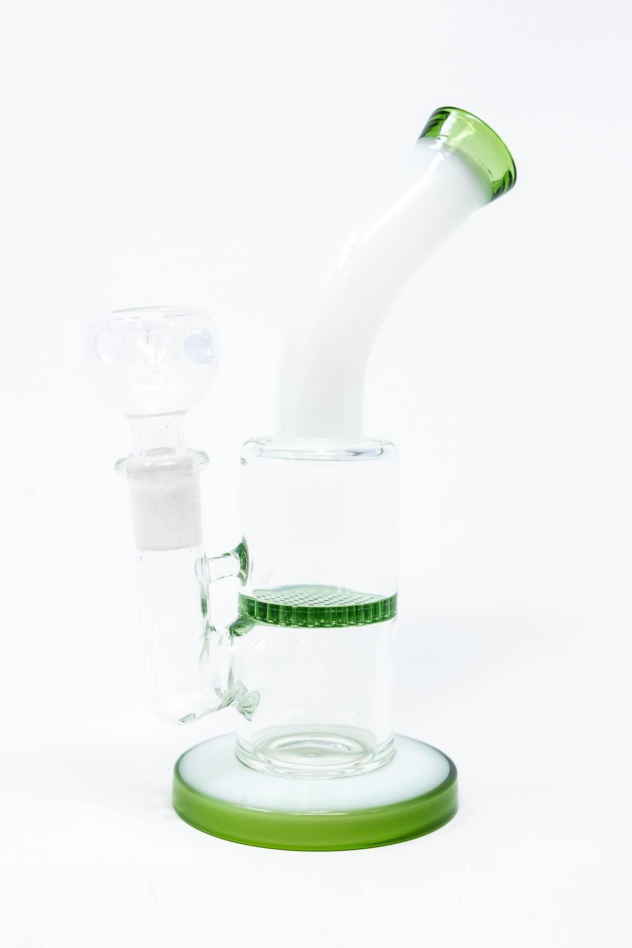 6" Green White Neck Honeycomb Shower Bend Dab Rig StonedGenie.com