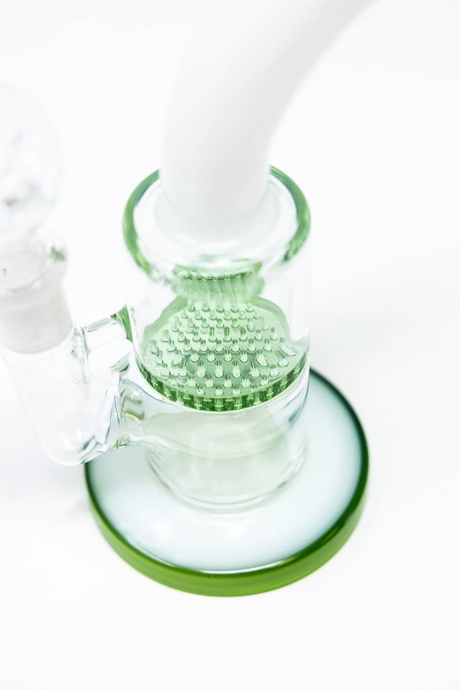 6" Green White Neck Honeycomb Shower Bend Dab Rig