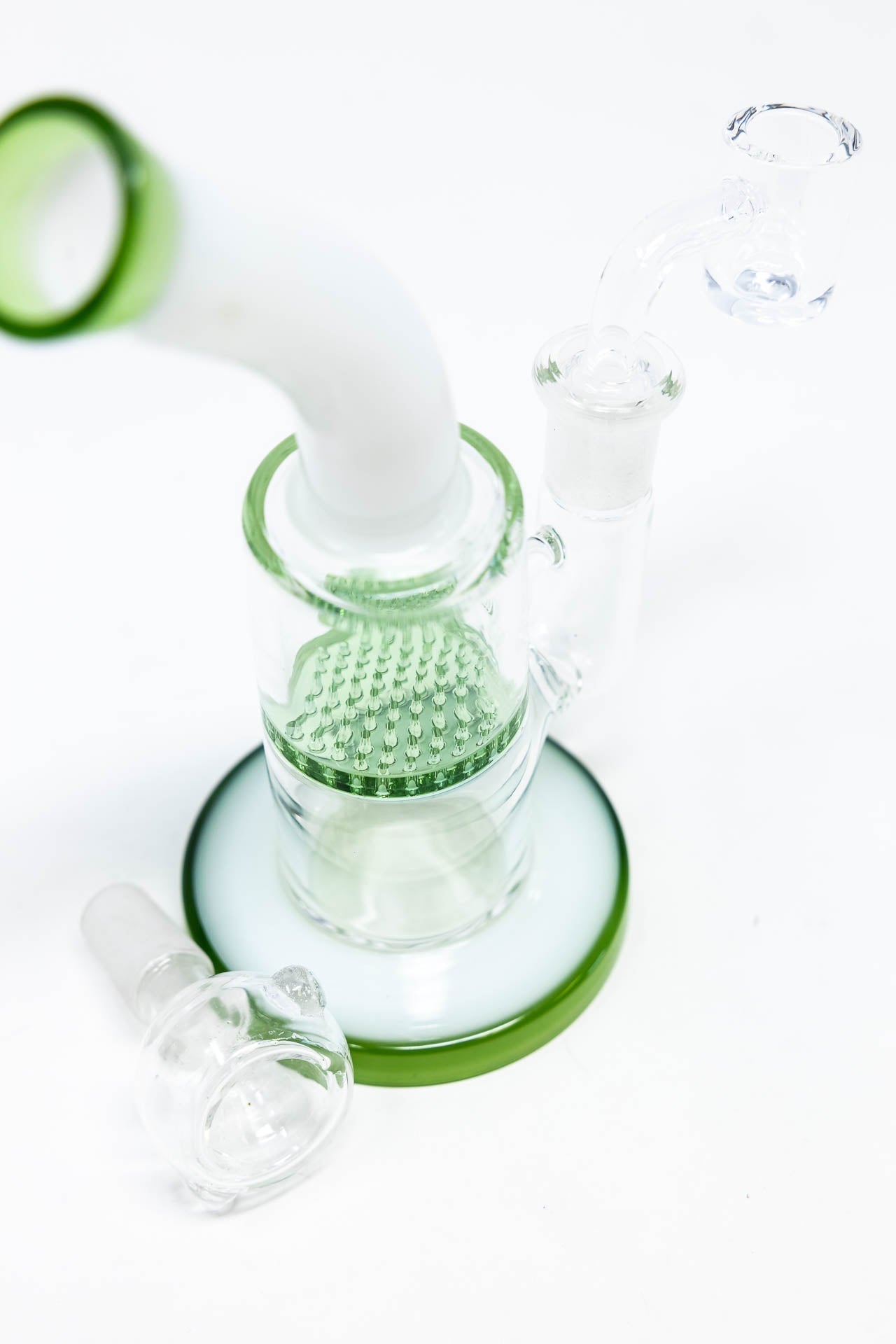 6" Green White Neck Honeycomb Shower Bend Dab Rig StonedGenie.com