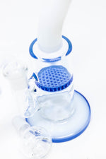 6" Blue White Neck Honeycomb Shower Bend Dab Rig