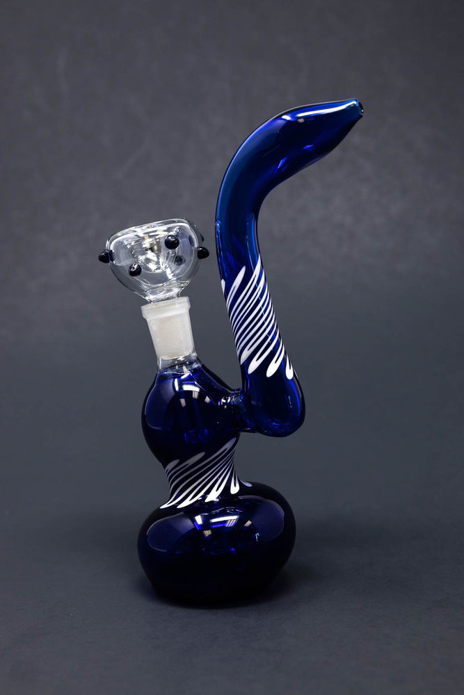 6" Blue Sherlock Bubbler w/ Pull Out Bowl