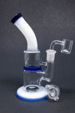 6" Blue White Neck Honeycomb Shower Bend Dab Rig