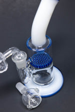 6" Blue White Neck Honeycomb Shower Bend Dab Rig