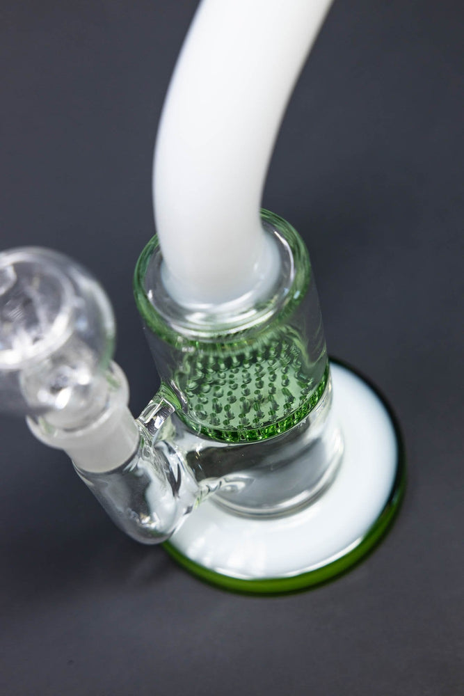 6" Green White Neck Honeycomb Shower Bend Dab Rig