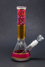 10" Burgundy Floral Beaker Bong w/ Ice Catcher