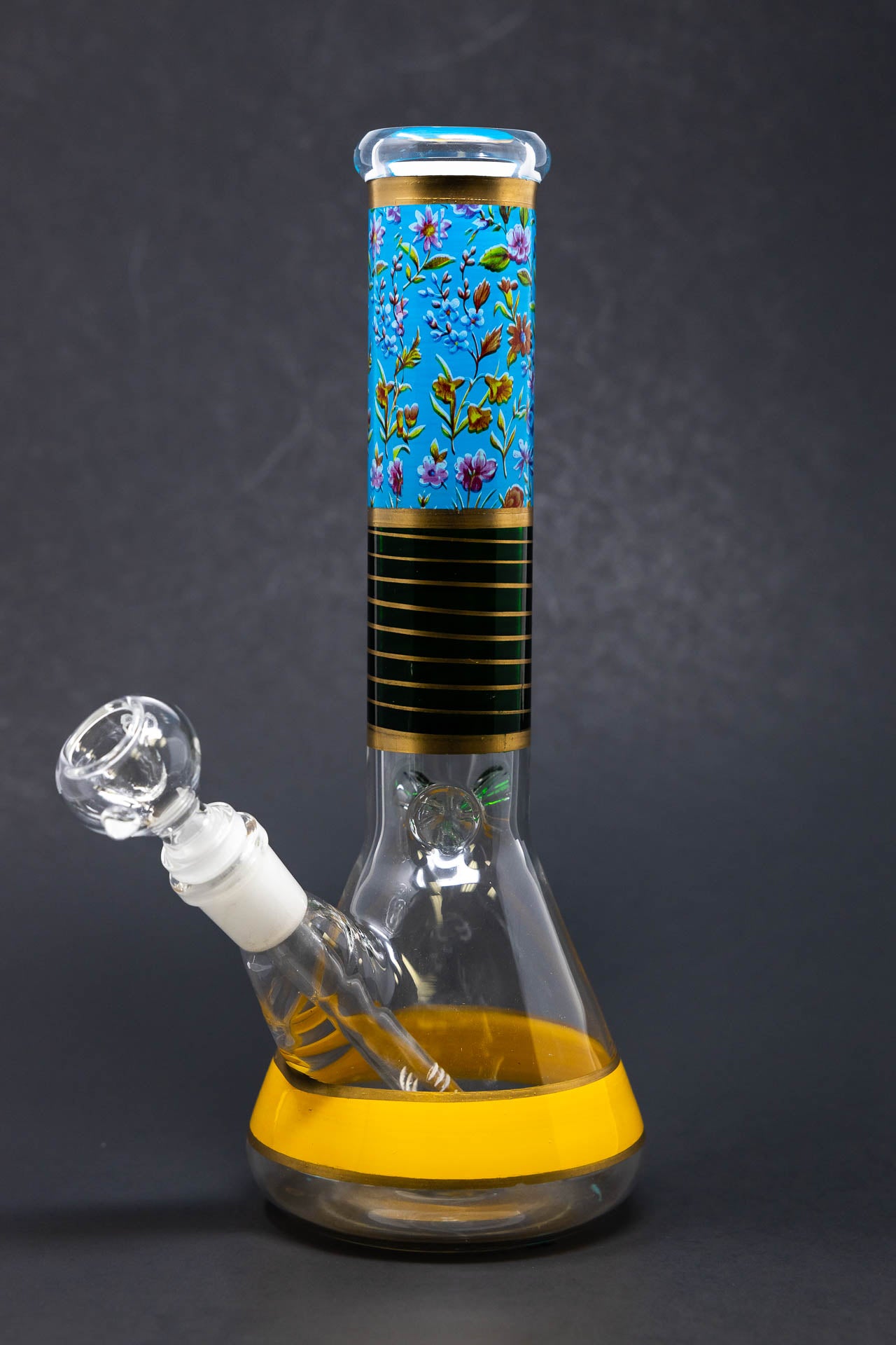 10" Sky Blue Floral Beaker Bong w/ Ice Catcher