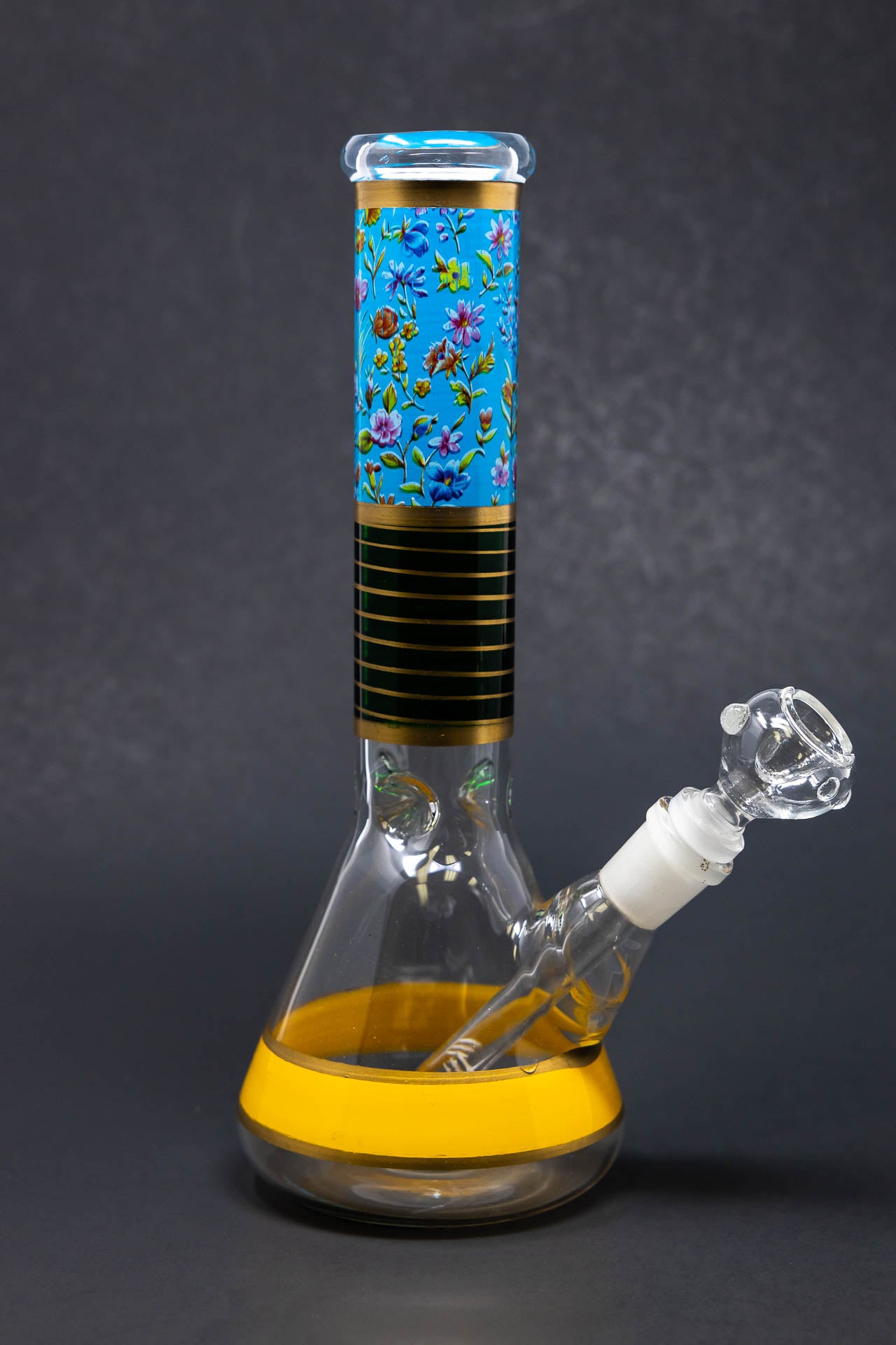 10" Sky Blue Floral Beaker Bong w/ Ice Catcher