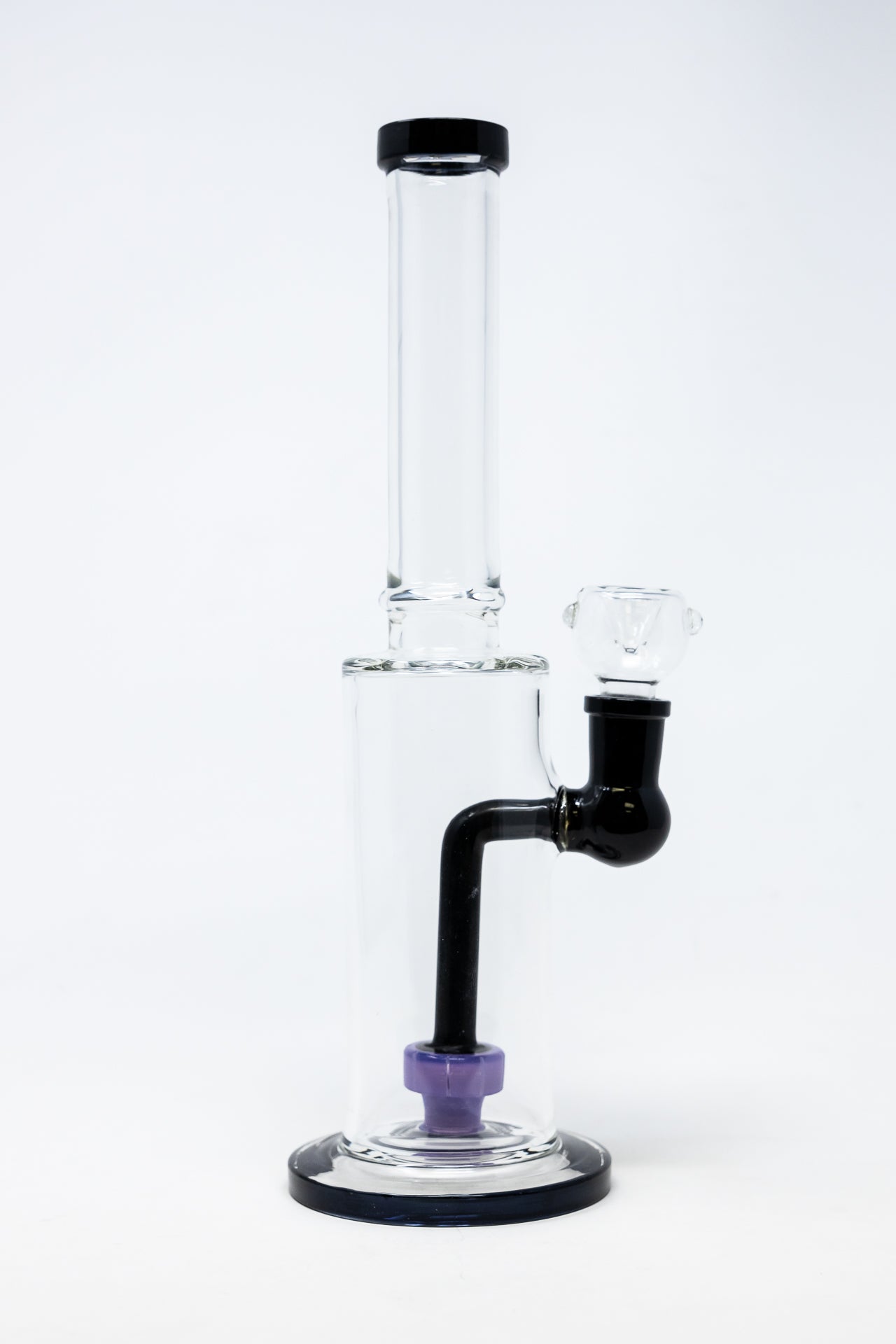 12" Black & Purple Flat Base Bong