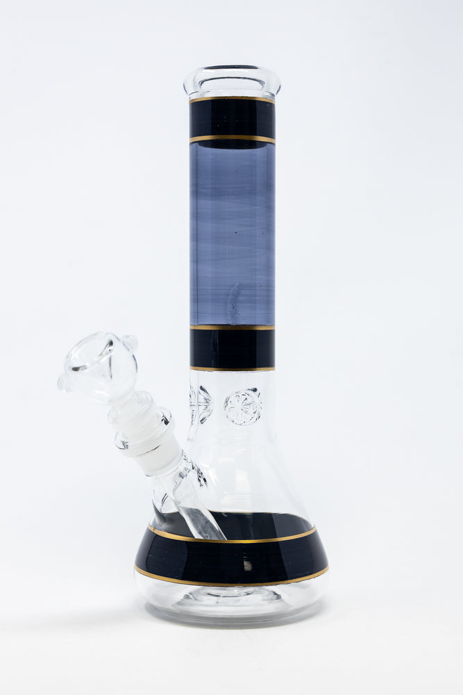 10" Black w/ Gold Trimming Beaker Bong w/ Ice catcher