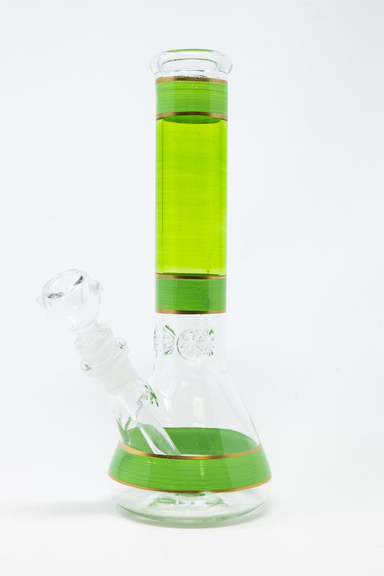 10" Lime Green w/ Gold Trimming Beaker w/ Ice catcher