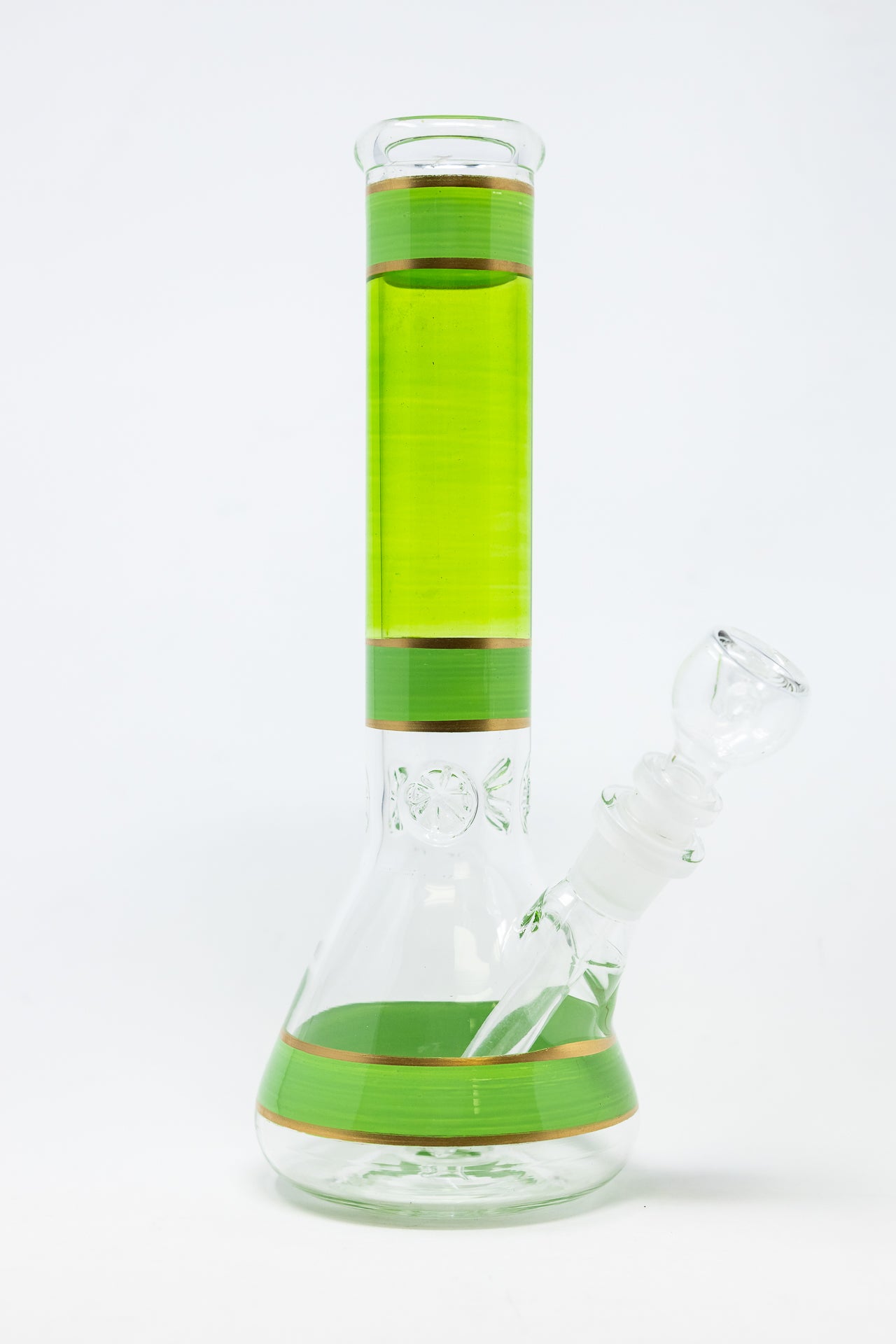 10" Lime Green w/ Gold Trimming Beaker w/ Ice catcher
