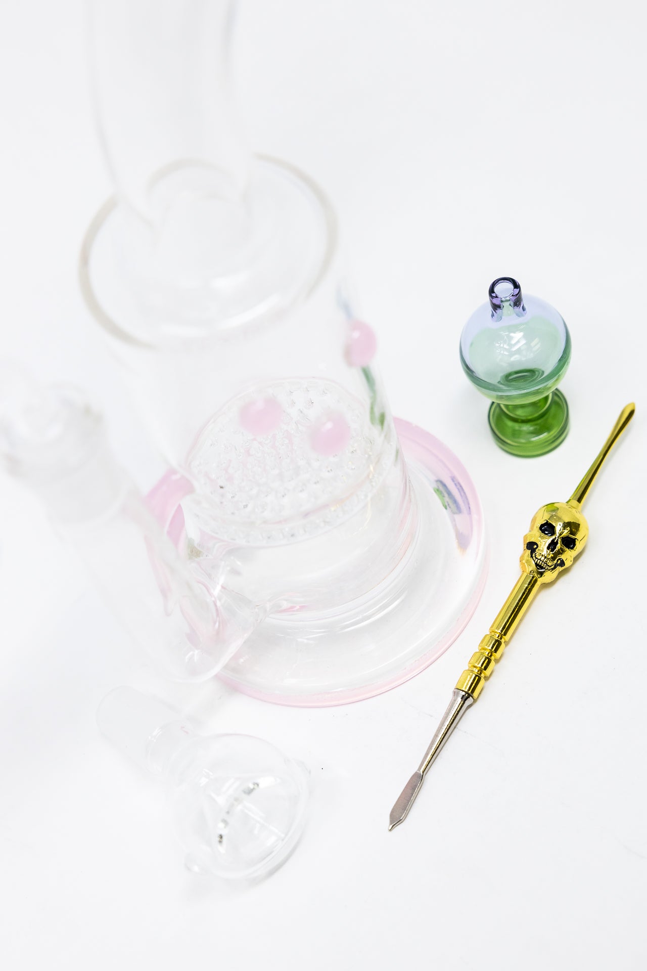 7" Pink Honeycomb Dab Rig Combo Set