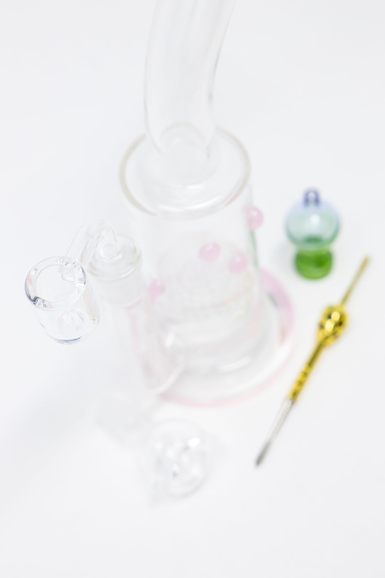 7" Pink Honeycomb Dab Rig Combo Set