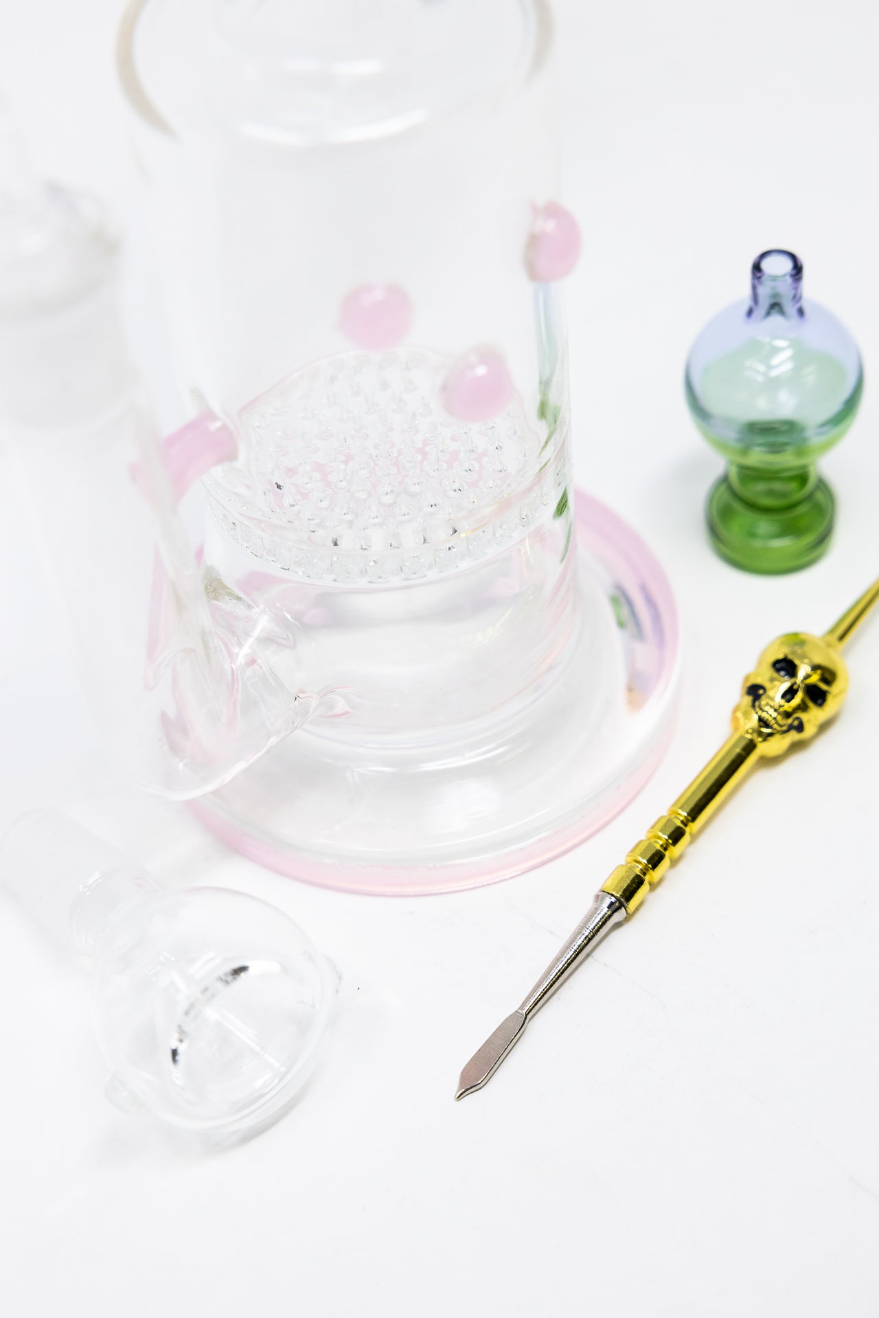 7" Pink Honeycomb Dab Rig Combo Set