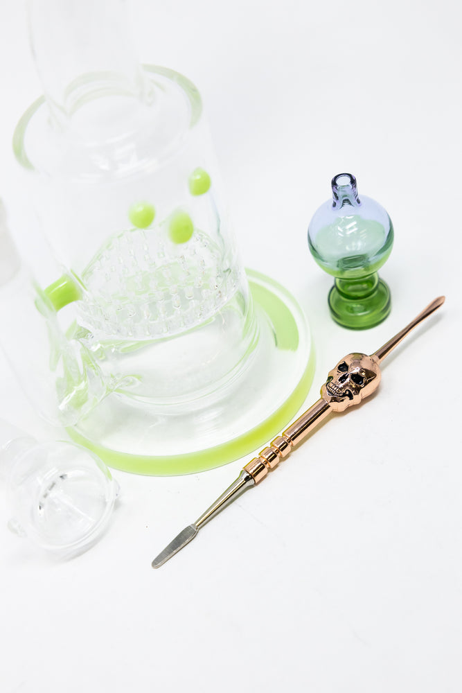 7" Lime Green Honeycomb Dab Rig Combo Set