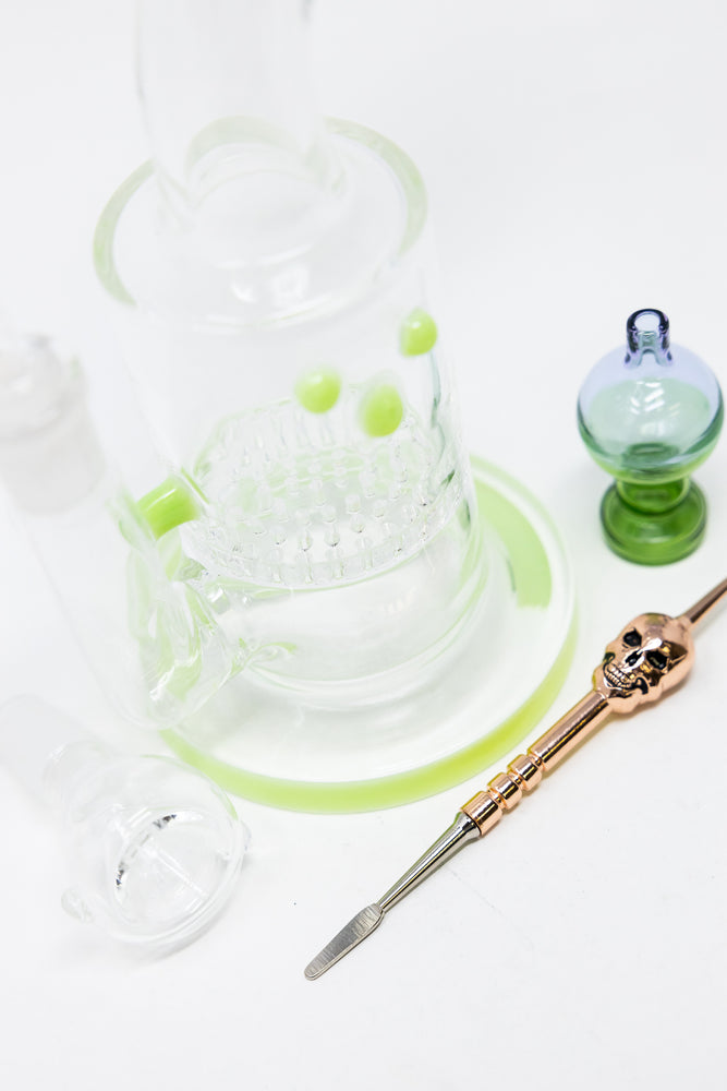 7" Lime Green Honeycomb Dab Rig Combo Set
