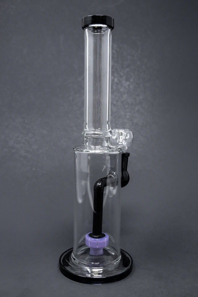 12" Black & Purple Flat Base Bong