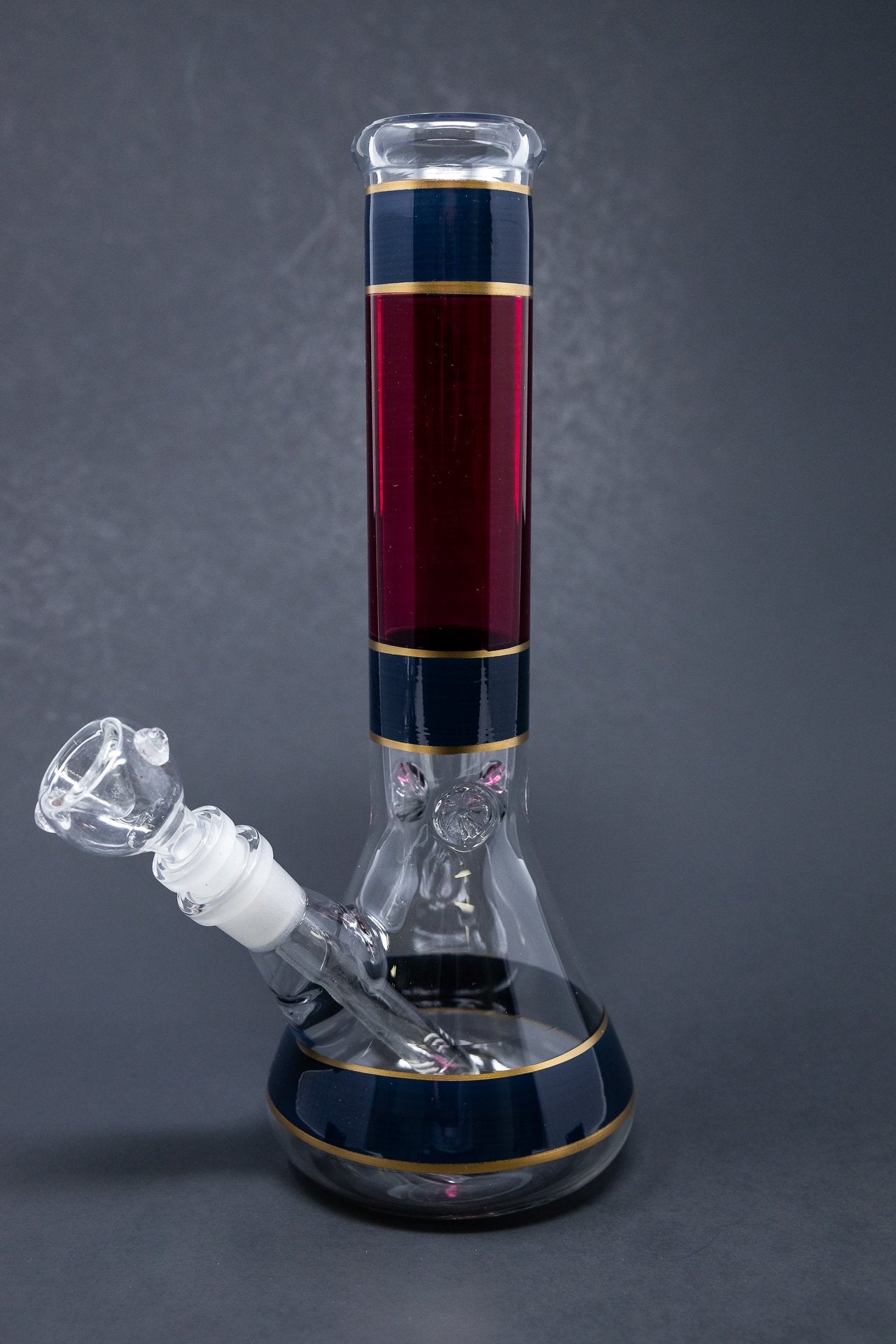 10" Black & Red Beaker Bong w/ Ice Catcher