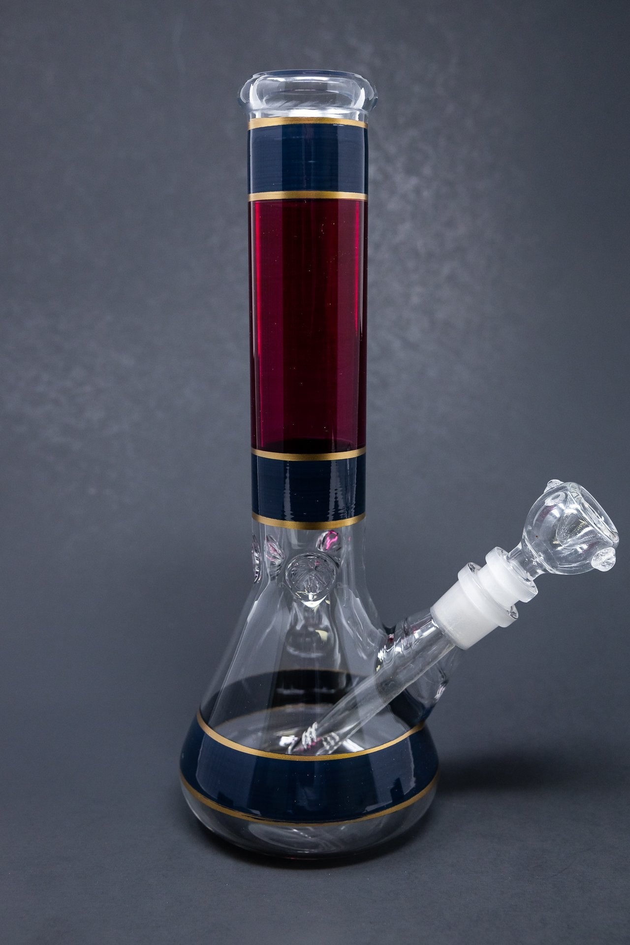 10" Black & Red Beaker Bong w/ Ice Catcher