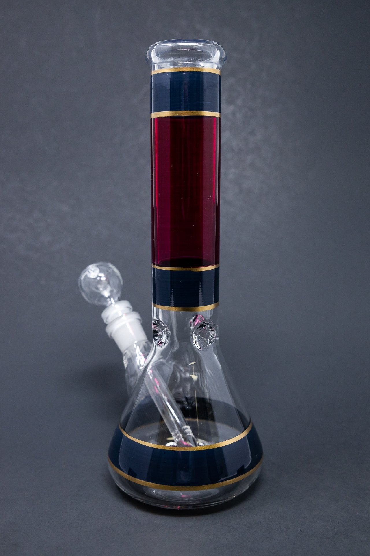 10" Black & Red Beaker Bong w/ Ice Catcher