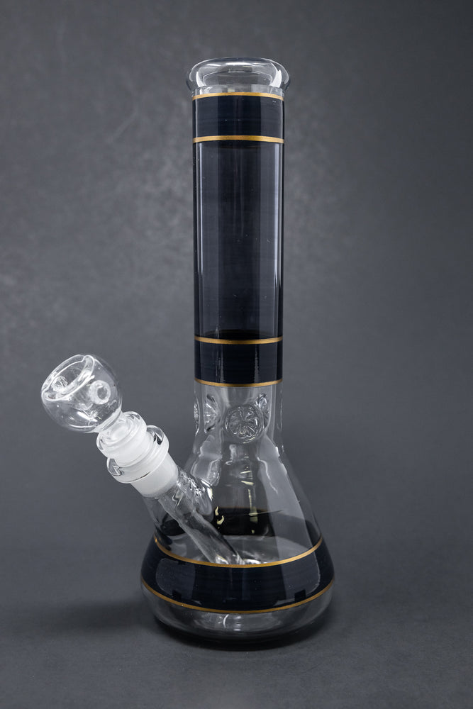 10" Black w/ Gold Trimming Beaker Bong w/ Ice catcher