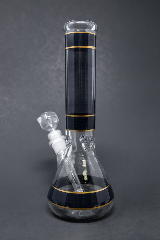 10" Black w/ Gold Trimming Beaker Bong w/ Ice catcher