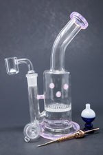 7" Pink Honeycomb Dab Rig Combo Set