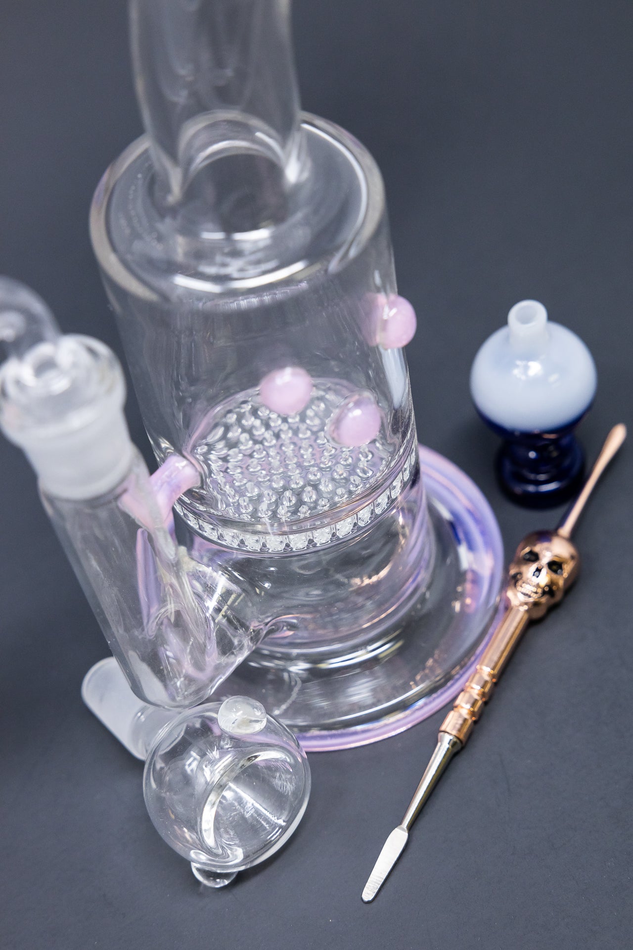 7" Pink Honeycomb Dab Rig Combo Set