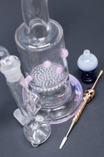 7" Pink Honeycomb Dab Rig Combo Set