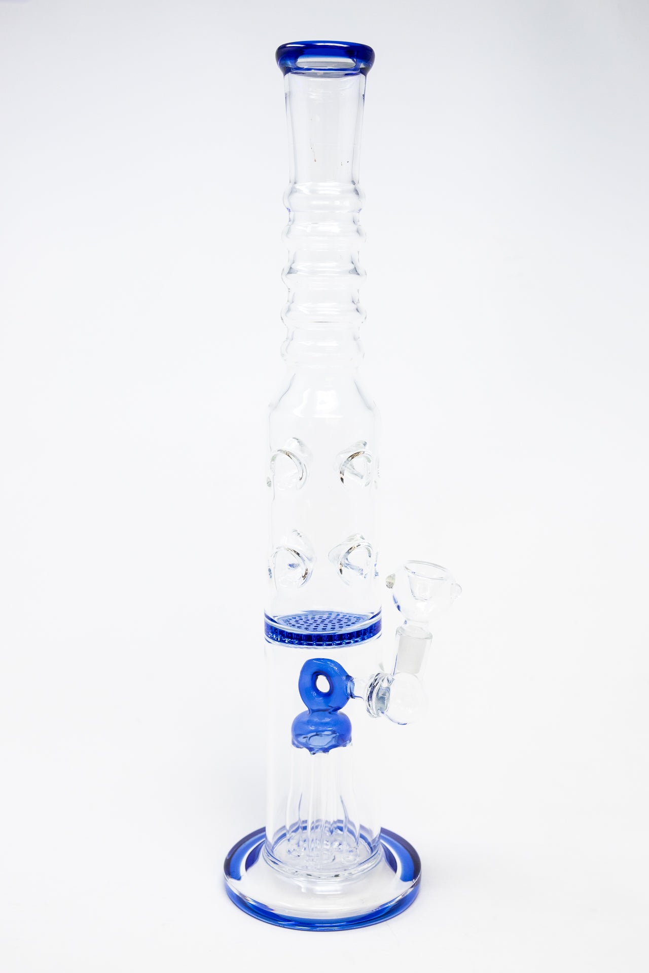 16" Blue Jellyfish Honeycomb Percolator Bong
