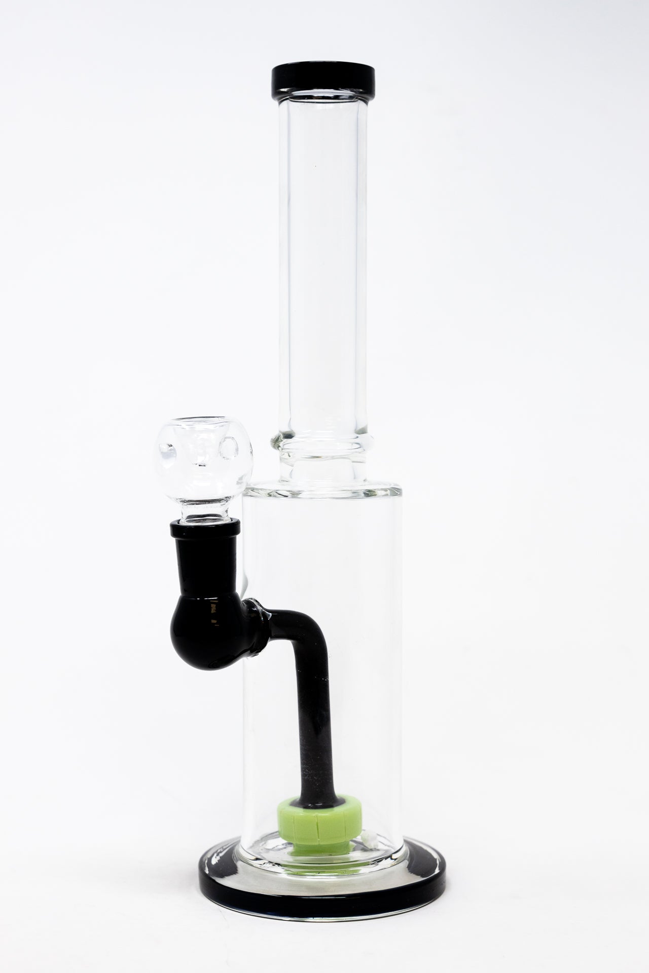 12" Black & Green Flat Base Bong
