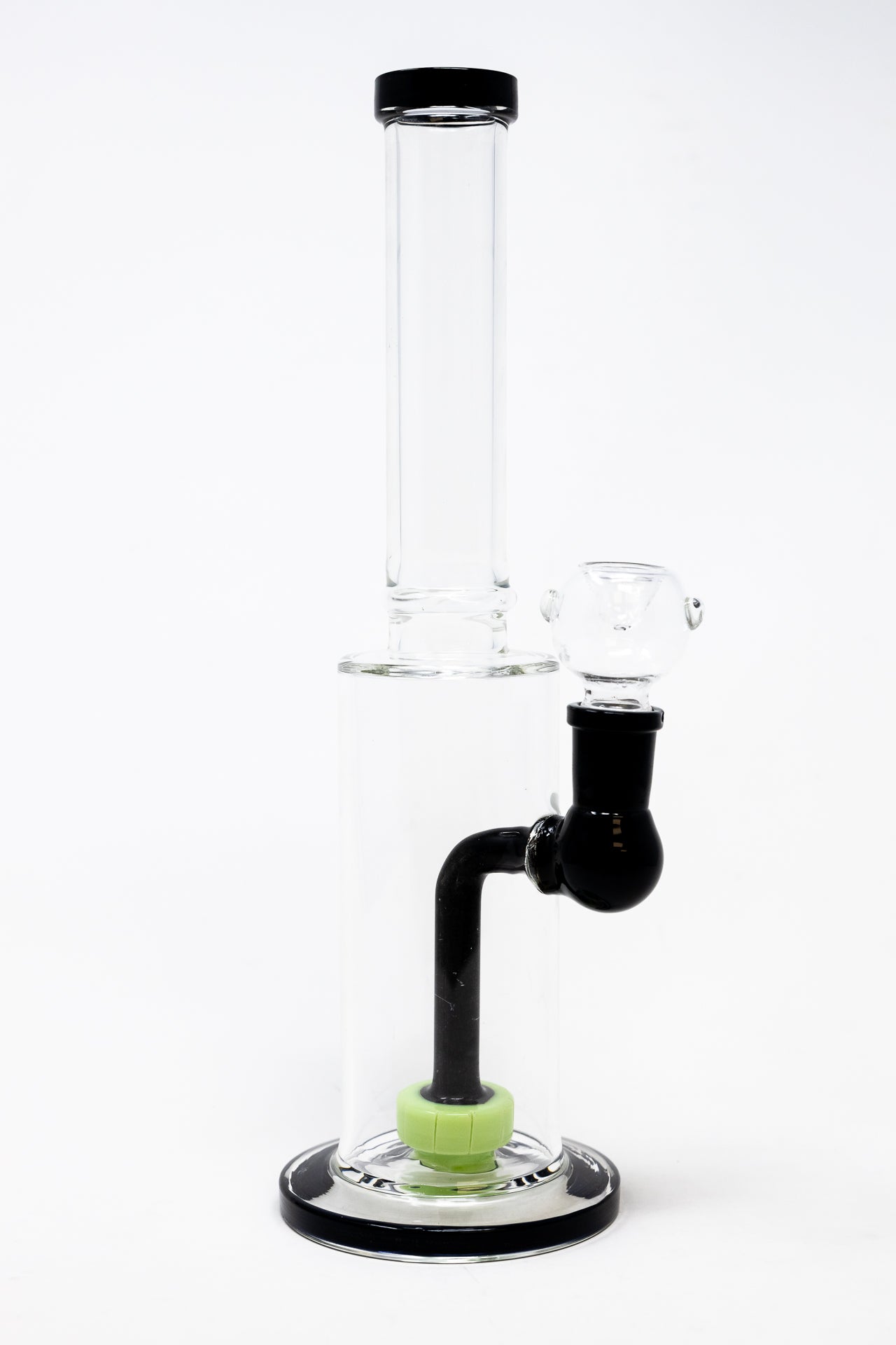 12" Black & Green Flat Base Bong