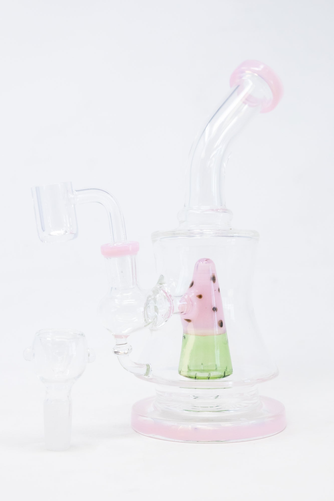 7" Pink Watermelon Percolator Dab Rig StonedGenie.com