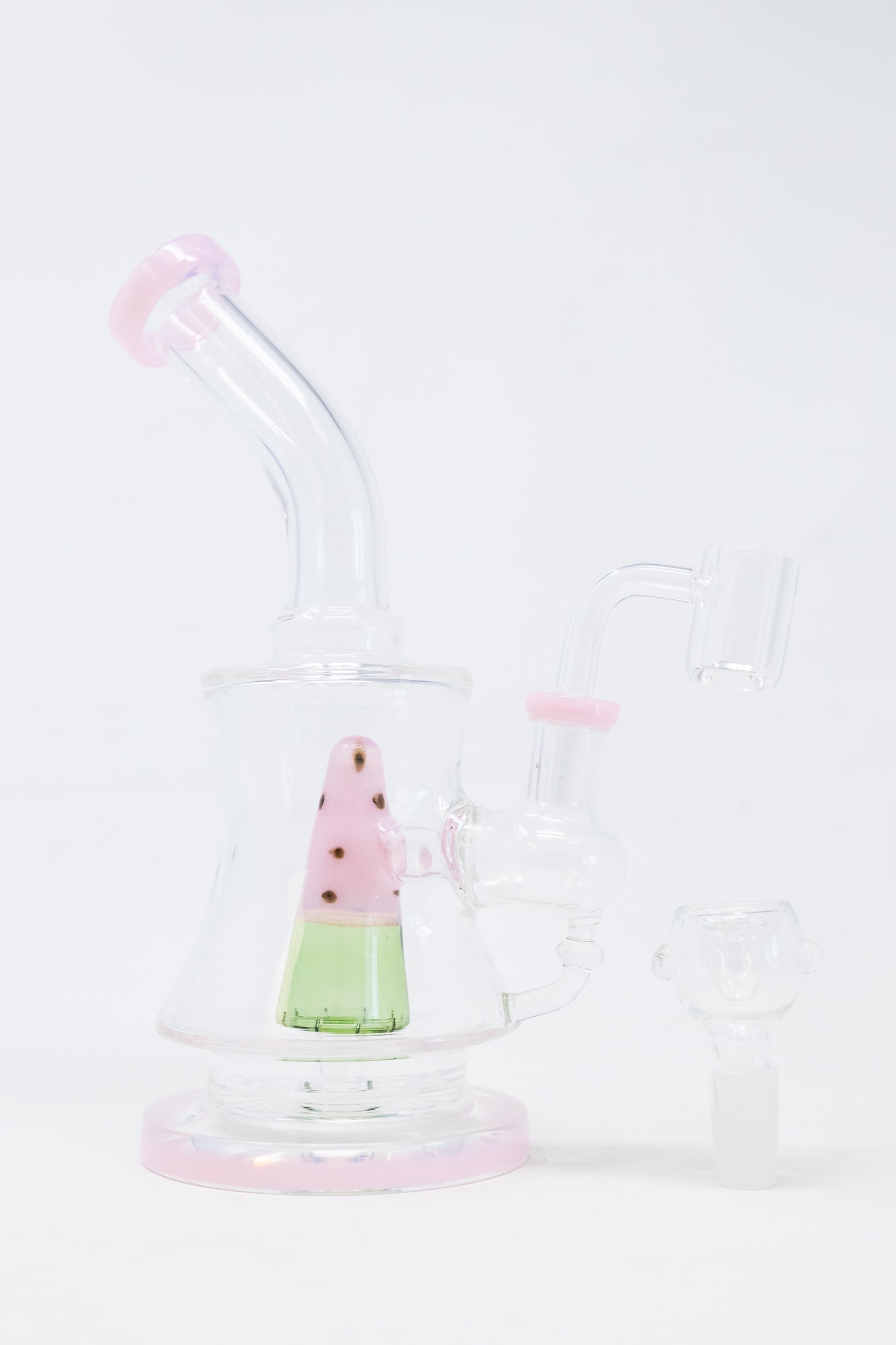 7" Pink Watermelon Percolator Dab Rig StonedGenie.com