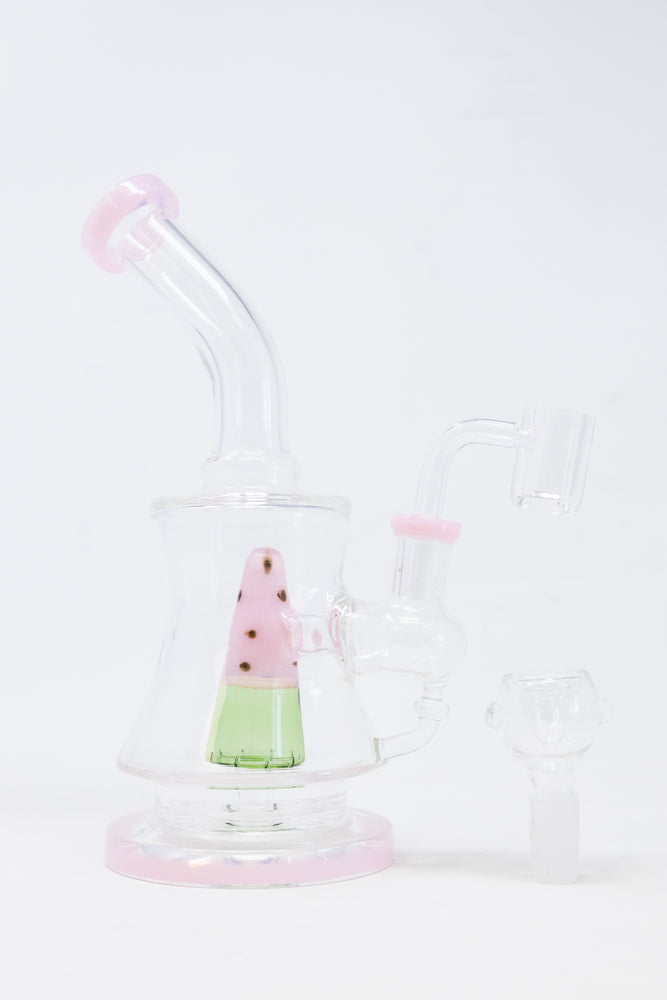 7" Pink Watermelon Percolator Dab Rig