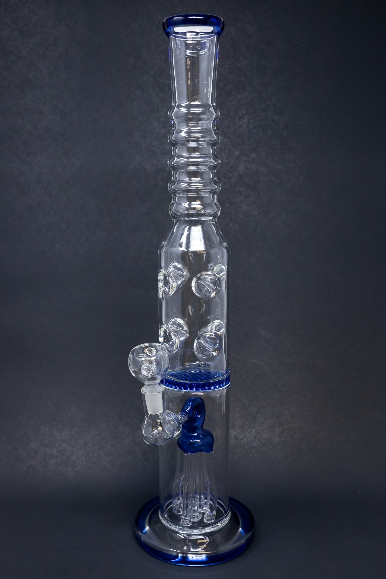 16" Blue Jellyfish Honeycomb Percolator Bong